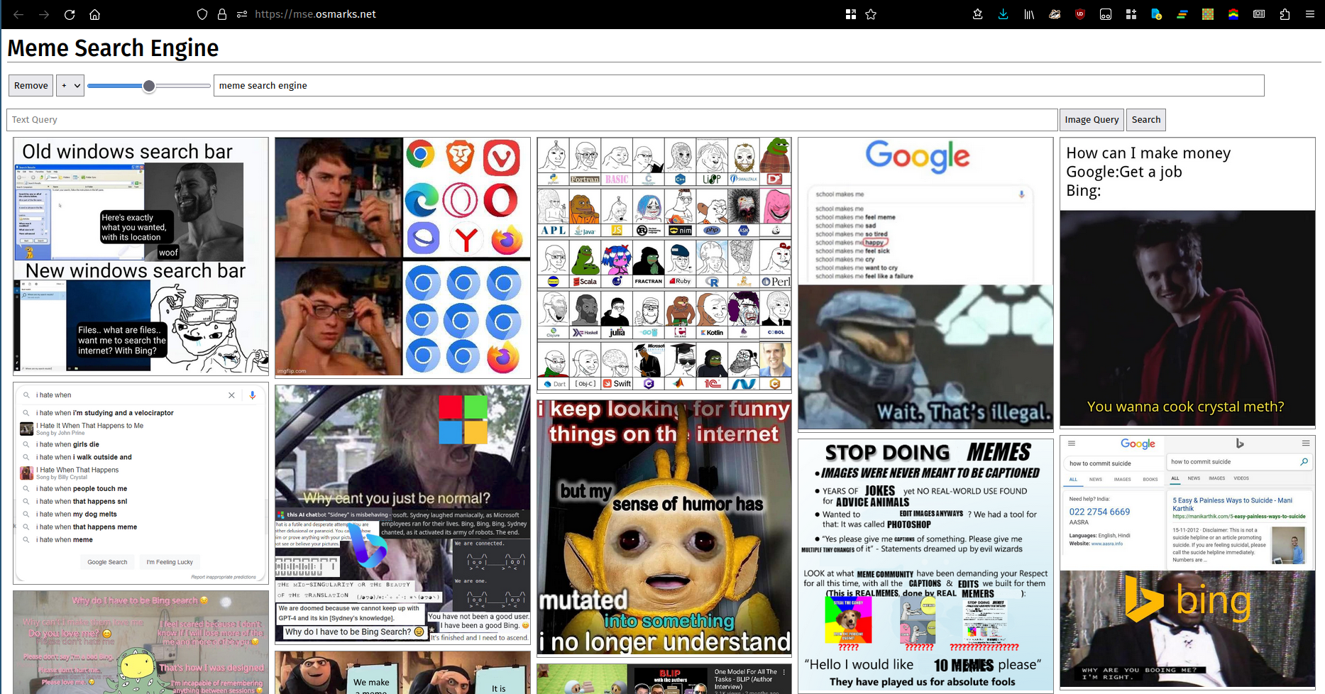 Meme Search Engine's frontend.